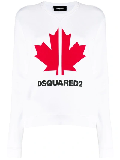 Dsquared2 Maple Leaf Logo Sweatshirt In White