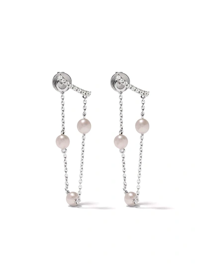 Yoko London 18kt White Gold Trend Freshwater Pearl And Diamond Earrings In 7