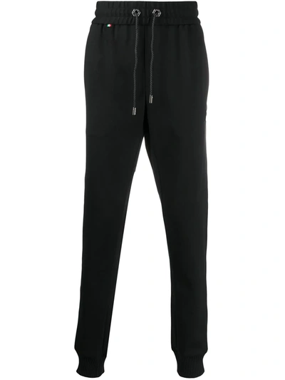 Philipp Plein Embellished Slim-fit Track Trousers In Black