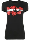 Philipp Plein Crew Neck Heart Print T-shirt In Black
