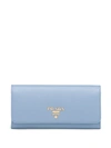 Prada Large  Lettering Wallet In Blue