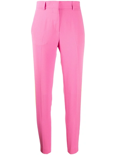 Msgm Stripe-side Skinny Trousers In Pink