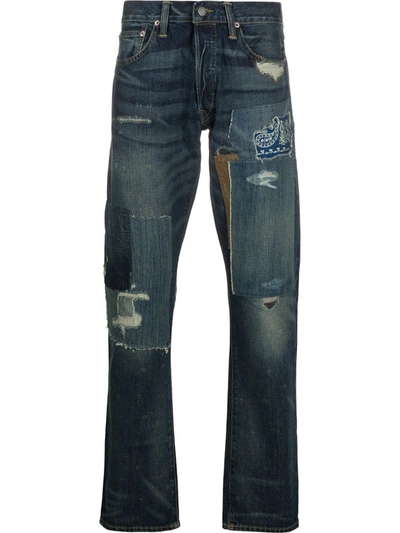 Polo Ralph Lauren Gerade Distressed-jeans In Blue