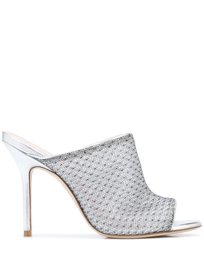 Stuart Weitzman Vianca 100mm Mules In Silver