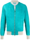 Barba Textured Bomber Jacket In Blue