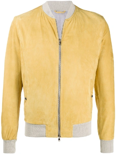 Barba Fitted Bomber Jacket In Yellow