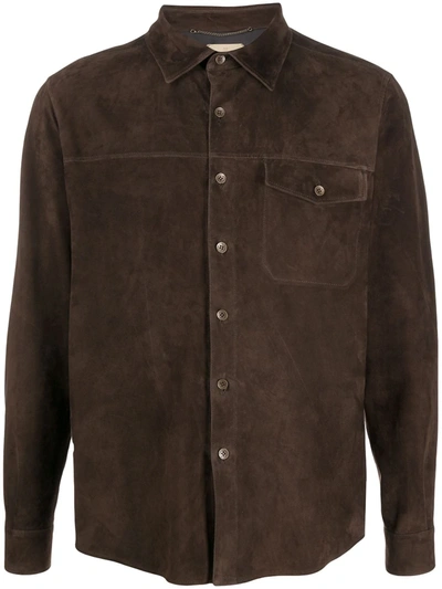 Ajmone Chest Pocket Shirt In Brown