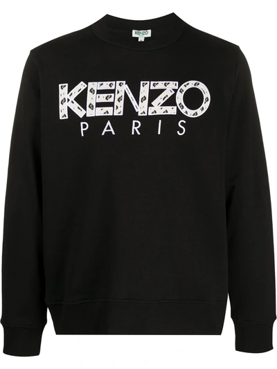 Kenzo Fishnet Embroidered Logo Sweatshirt In Black