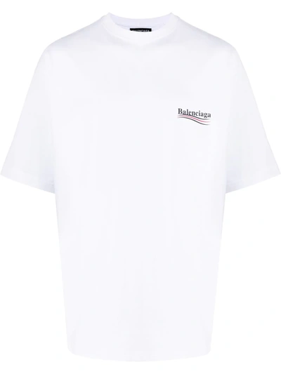 Balenciaga Campaign Logo-print Cotton-jersey T-shirt In Dirty White