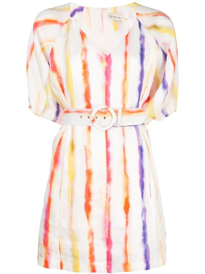 Nicholas Brushed Striped Belted Dress In White