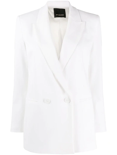Pinko 双排扣合身西装夹克 In White
