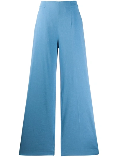Pinko Wide Leg Paolina Lycra Trousers In Blue