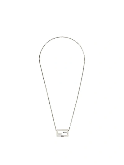 Fendi Ff Palladium-plated Vermeil Brass Necklace In Silver