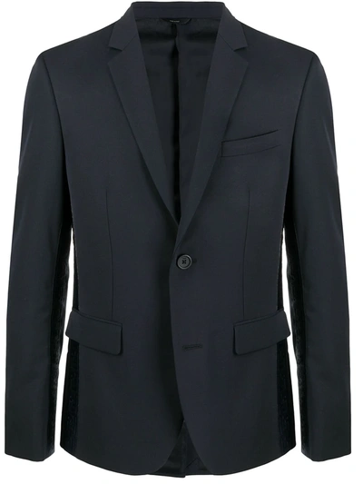 Fendi Logo Tape Single-breasted Blazer In Navy