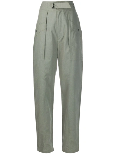 Isabel Marant Étoile High-waisted Tapered Trousers In Green