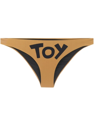 Moschino Toy Print Bikini Bottom In Brown
