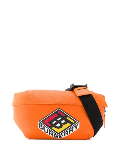 Burberry Logo Print Belt Bag In Orange