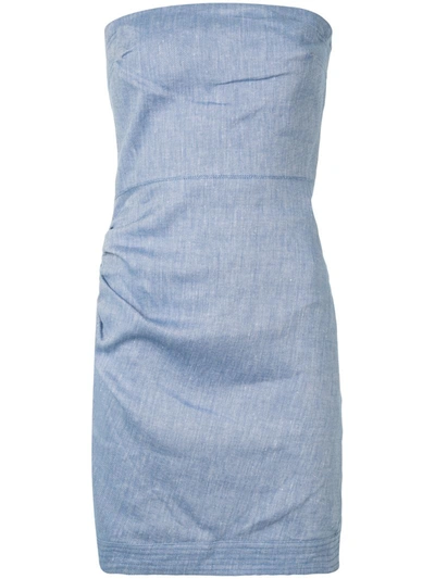 Alexis Tatyana Strapless Chambray Dress In Blue