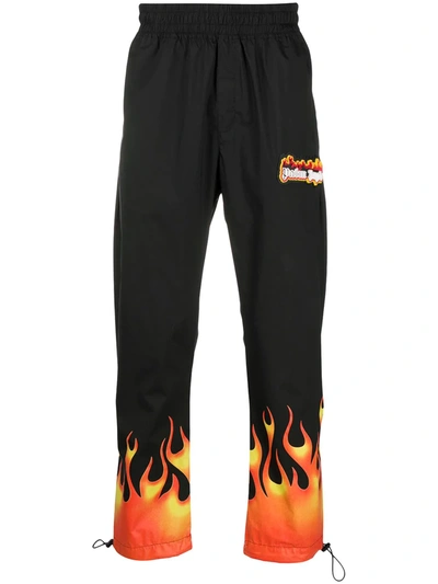 Palm Angels Flame Print Track Pants In Black