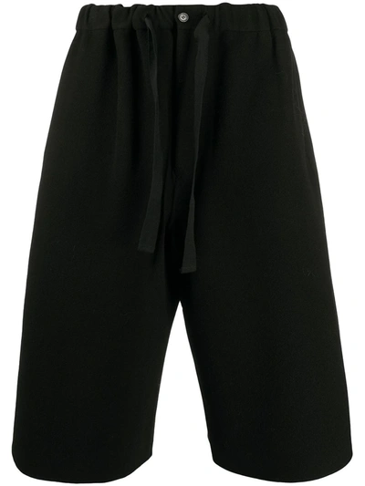 Jw Anderson Oversize Double Face Wool Shorts In Black