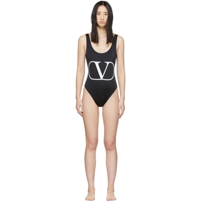 Valentino Vlogo One-piece Swimsuit In 0ni Bk/wht