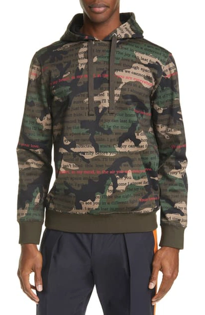 Valentino Camoulove Hoodie In Army Green Multi
