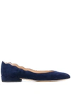 Chloé Chloe Navy Suede Lauren Ballerina Flats In Blue