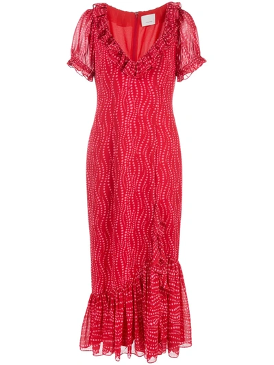 Cinq À Sept Michelle Star Print Dress In Red
