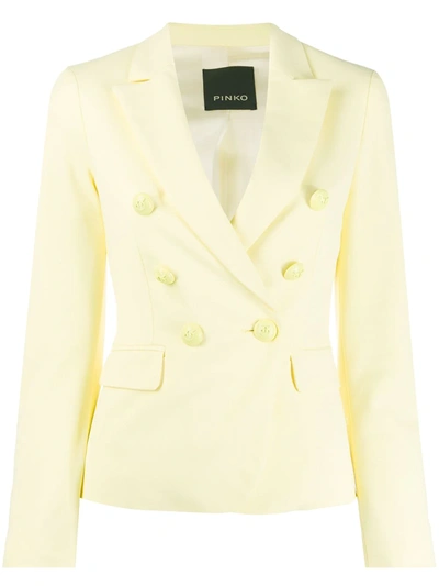Pinko Double-breasted Jacket In Yellow