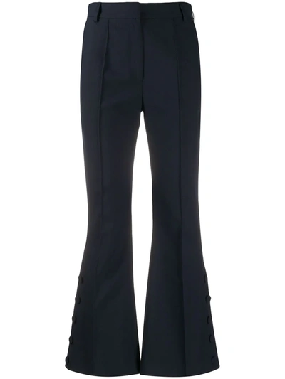 Rokh High Rise Cropped Trousers In Blue