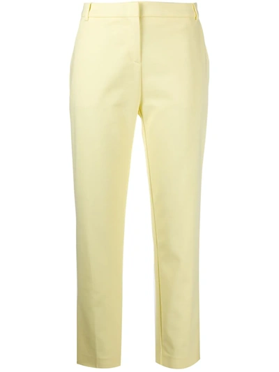 Pinko Slim-fit Cropped Trousers In Yellow