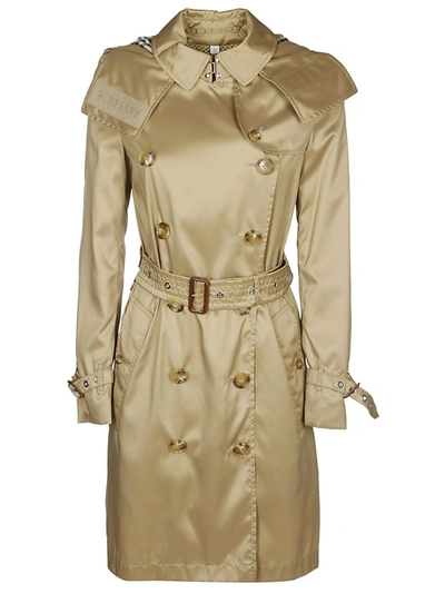 Burberry Double Breasted Belted Trench Coat In Beige