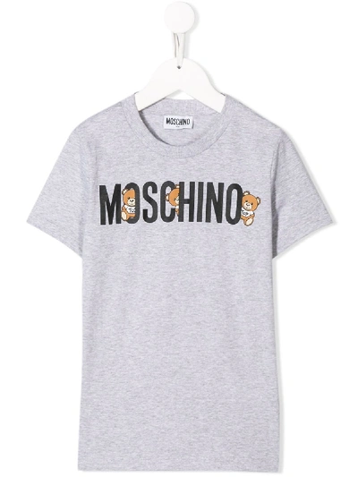 Moschino Kids' Hiding Bears Graphic Tee In Grey