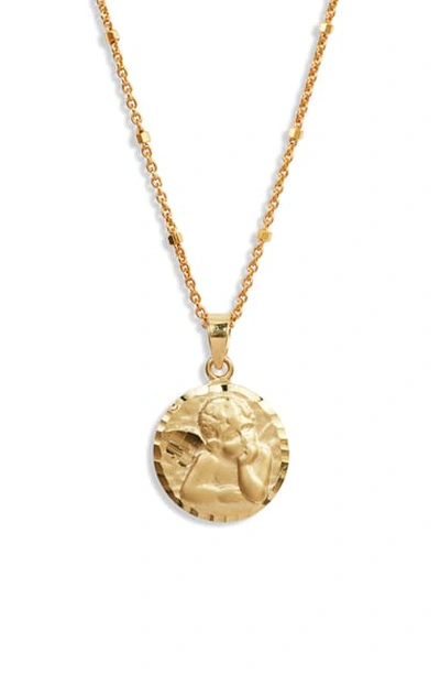 Argento Vivo Angel Medallion Pendant Necklace In Gold