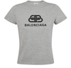 Balenciaga Logo Graphic Tee In Heather Grey