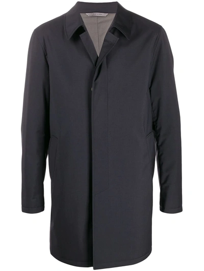 Canali Single Breasted Trench Coat In Blue