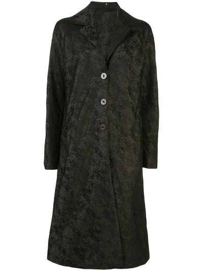 Peter Cohen Single-breasted Abstract Patterned Coat In Green