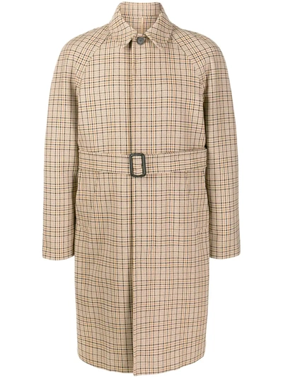 Sandro Checked Trench Coat In Neutrals