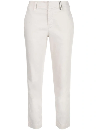 Brunello Cucinelli Slim-fit Cropped Trousers In Neutrals