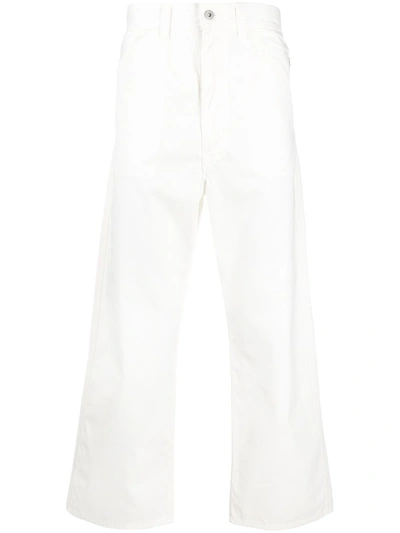 Junya Watanabe Wide Leg Cropped Trousers In White