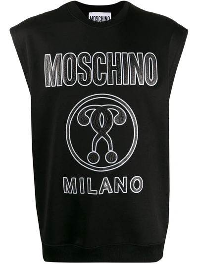 Moschino Double Question Mark Sleeveless Sweatshirt In Black