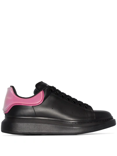 Alexander Mcqueen Men's Show Leather And Silicone Platform Trainers In Black