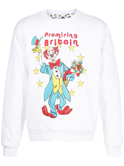 Martine Rose Reversible Clown And Flowers Illustrated Sweatshirt In White,blue,green