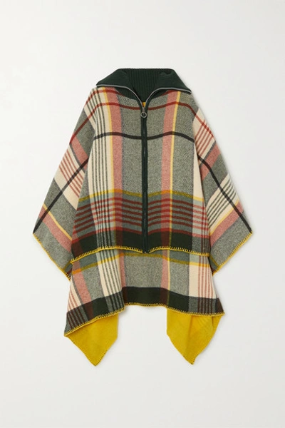 Holzweiler + Net Sustain Checked Wool And Cashmere-blend Poncho In Mustard