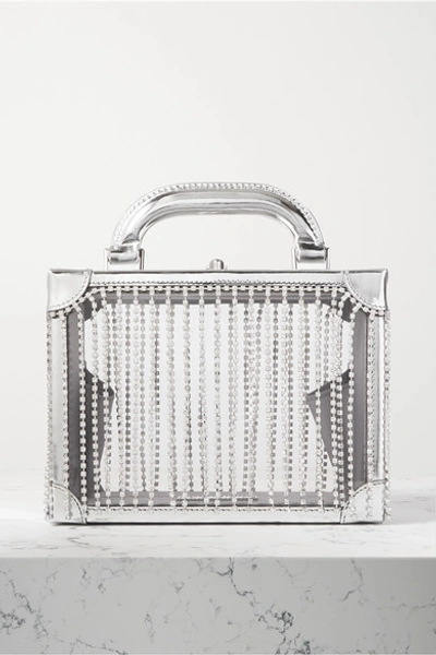 Area Ling Ling Crystal-embellished Metallic Leather-trimmed Pvc Tote In Silver