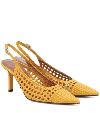 Souliers Martinez Badajoz Leather Slingback Pumps In Yellow