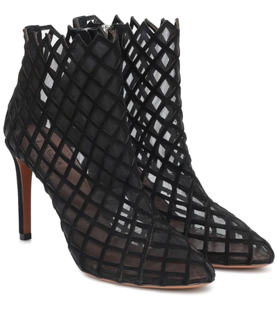 Alaïa Suede And Mesh Ankle Boots In Black