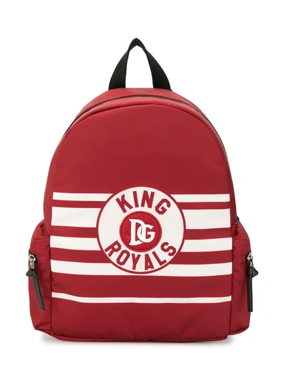 Dolce & Gabbana Babies' Logo-detail Striped Backpack In Red