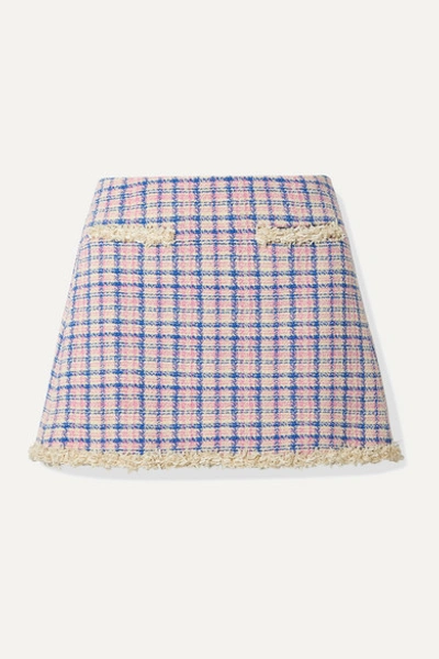 The Marc Jacobs Frayed Checked Cotton-tweed Mini Skirt In Ivory