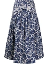 Ulla Johnson Virgil Belted Floral-print Denim Midi Skirt In Blue